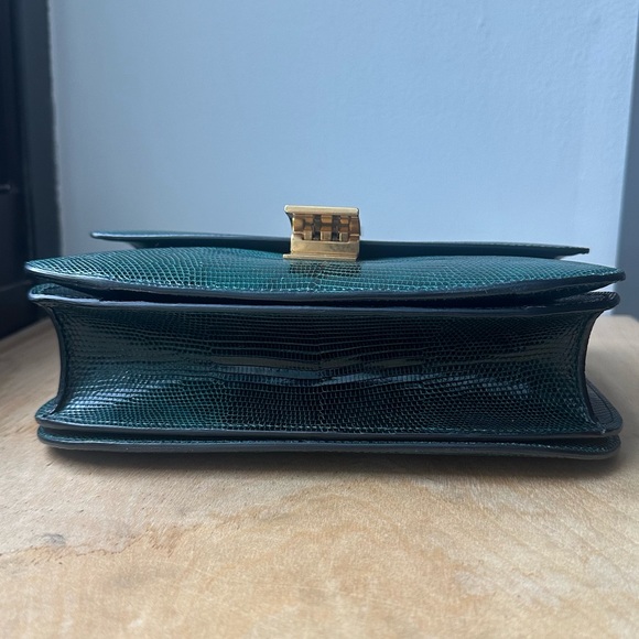 CELINE CLASSIC BOX BAG DARK GREEN LIZARD LEATHER WITH BOX AND DUSTBAG - Picture 4 of 16